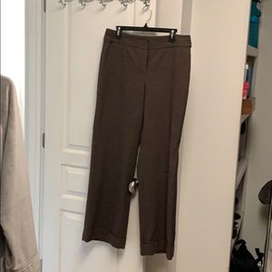 Brown woven lined wide leg dress pants